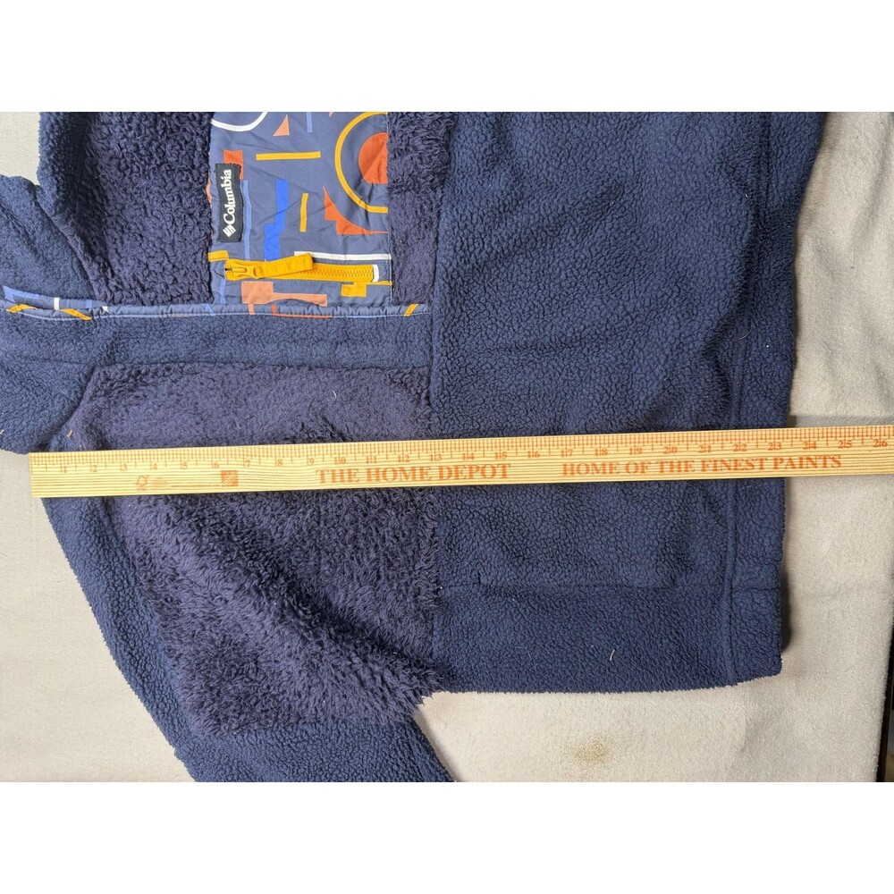 Columbia Jacket Boys Large Blue Fleece 1/4 Zip Geometric Pocket Pullover Outdoor - Picture 9 of 11